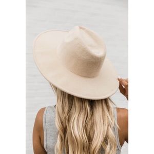 NWT Faux Wool Wide Brim Beige Hat